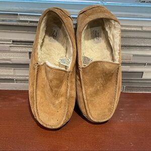 UGG mens slippers fury lining leather upper brown size 9